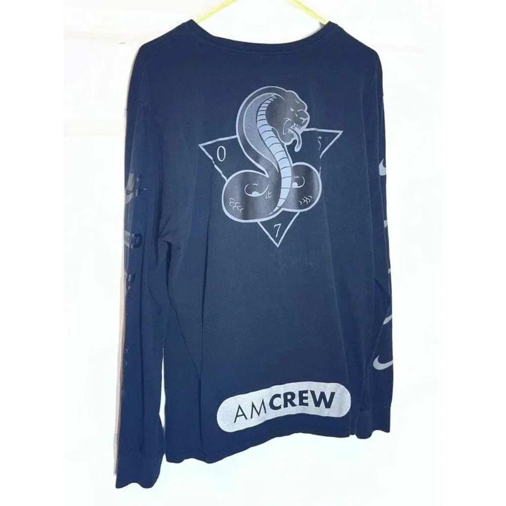 Nike L/S Tee Shirt AM Crew Snake Cobra Non Ducor Swoosh Cotton Black Men’s XL